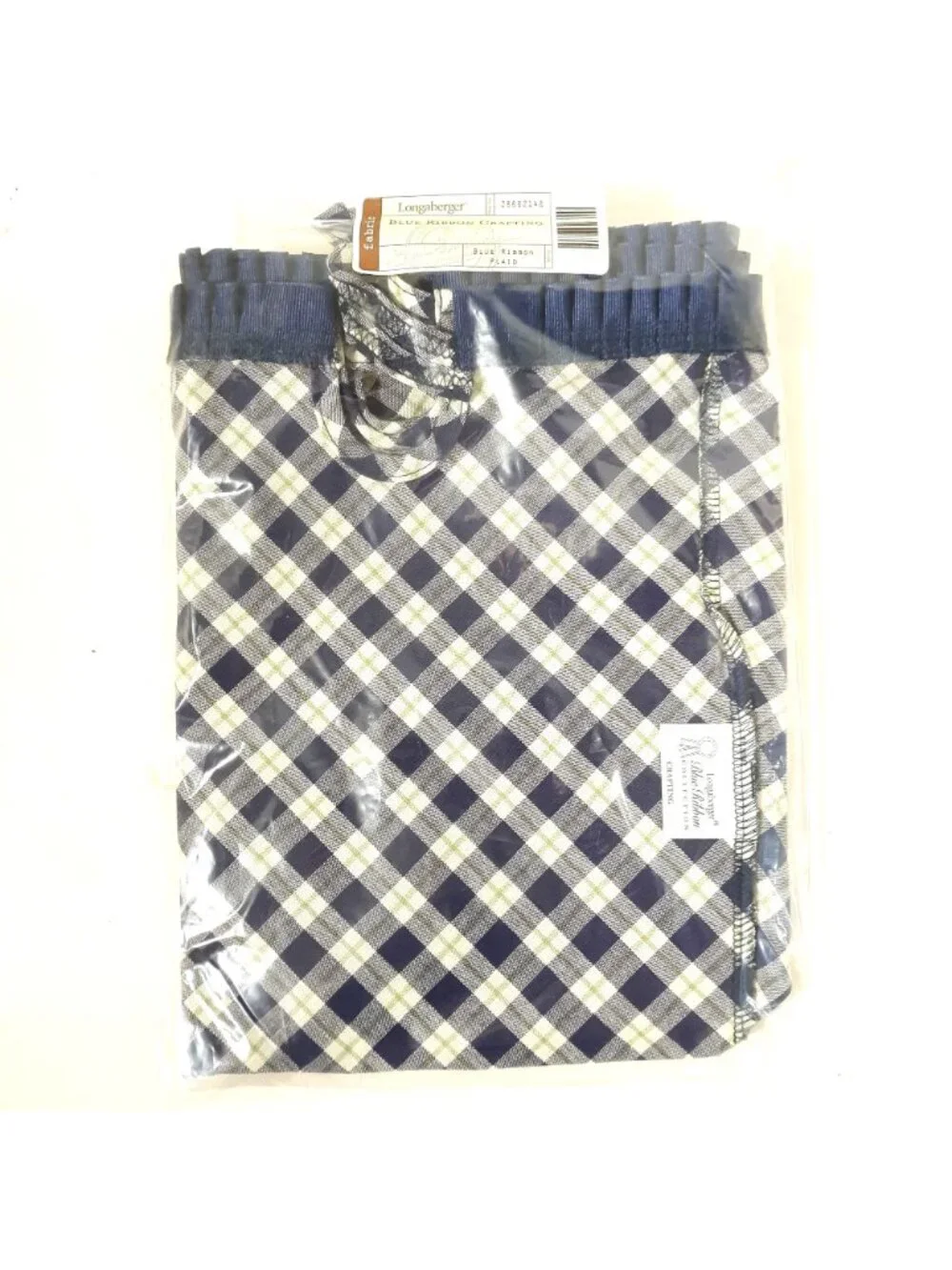 Longaberger Crafting #28682148 Canning Basket Liner Blue Ribbon Plaid Cotton New